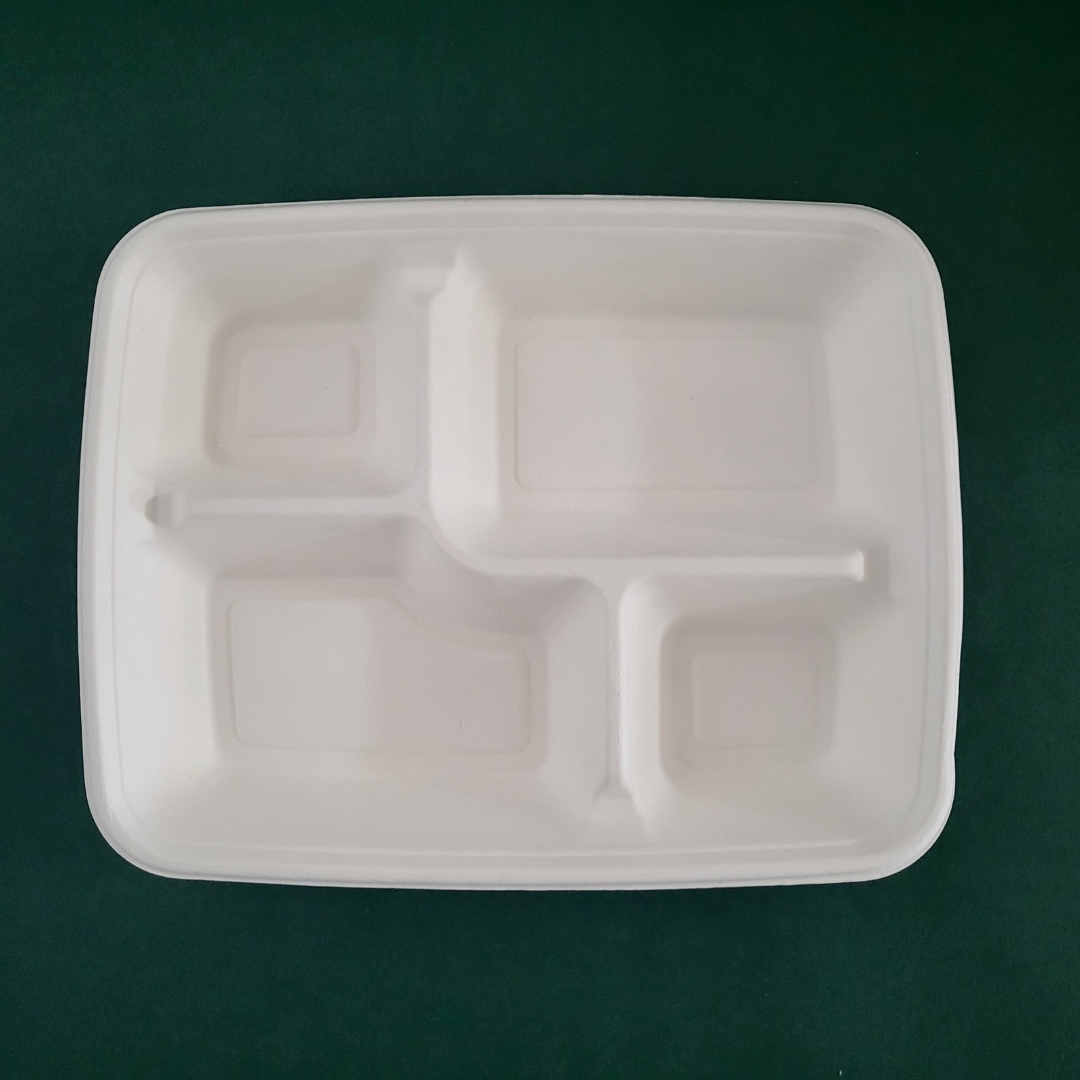 Bagasse 5-Compartment Tray
