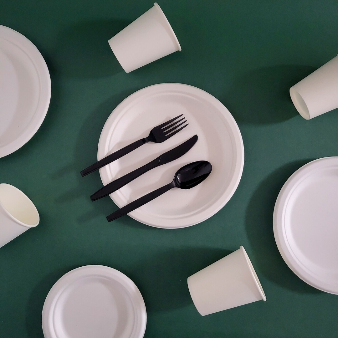 Heavy Weight Black Plastic Cutlery Set with Napkin Individually Wrapped